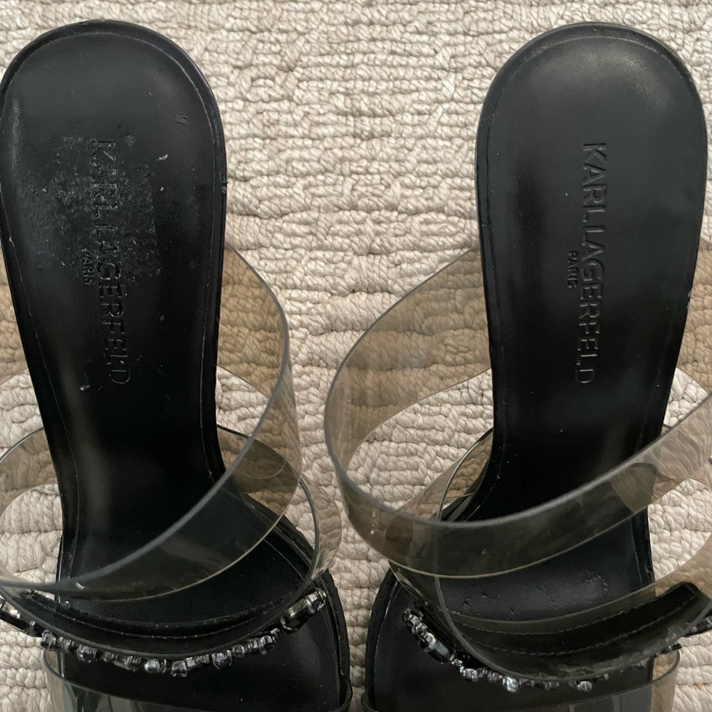 Karl Lagerfeld Black and Clear Heel, Size 10 - Picture 2 of 8